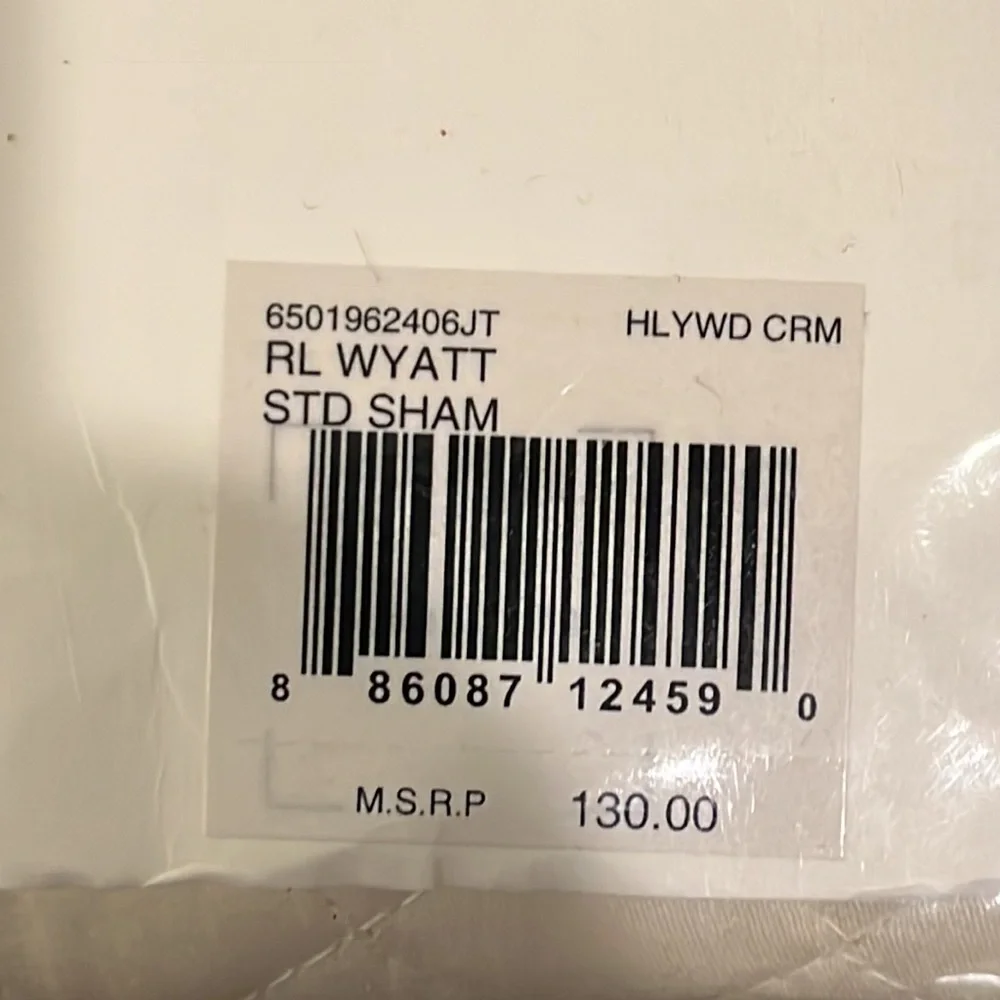 Ralph Lauren Wyatt Standard Pillow Sham Hollywood Cream